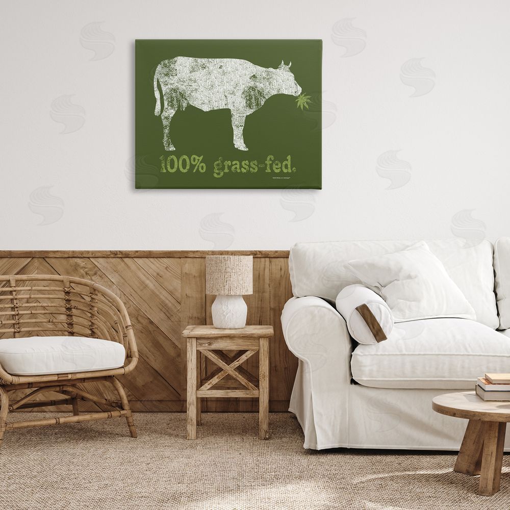 Higher Learning/Life Is High Grass Fed Cow Canvas Wall Art Print in Room