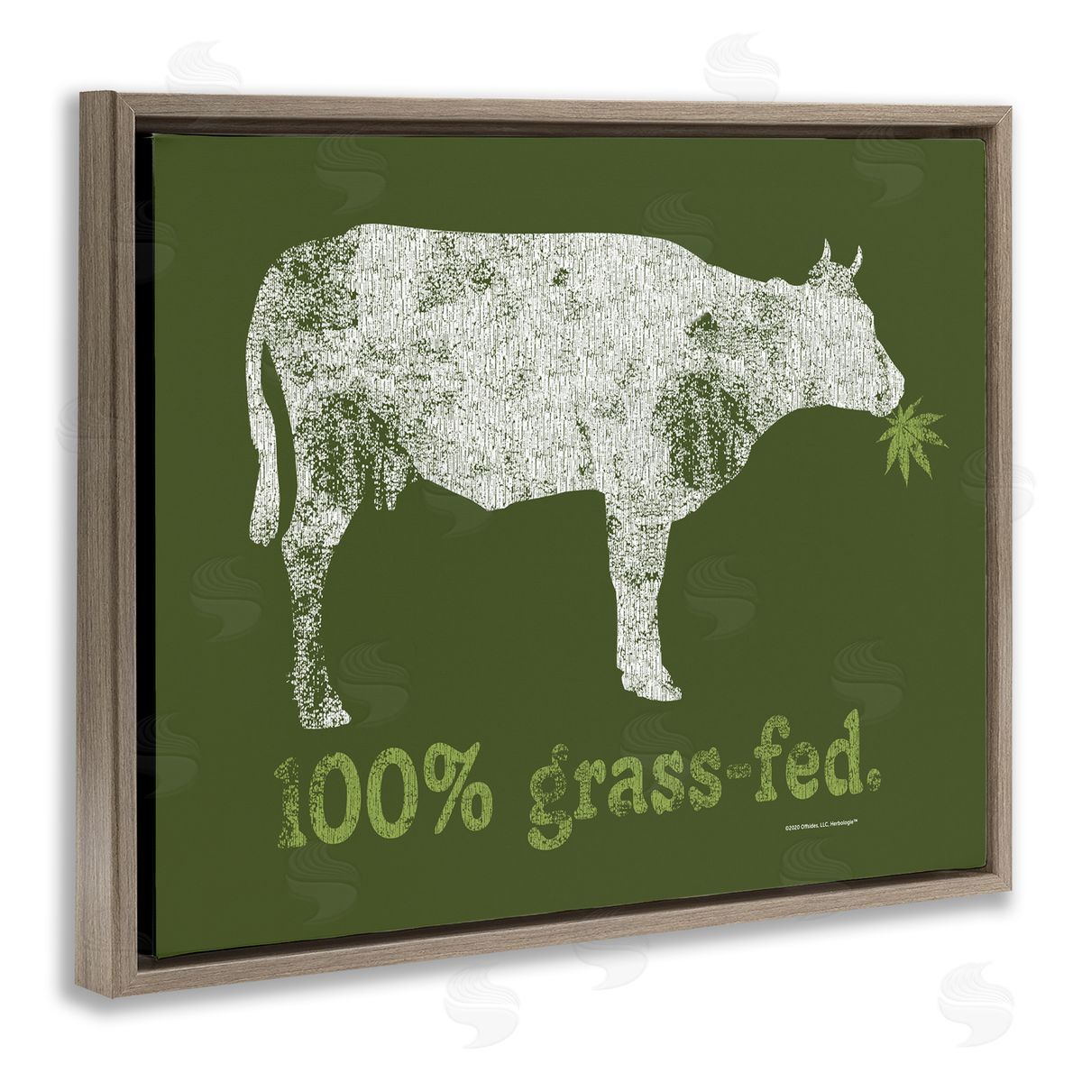 Higher Learning/Life Is High Grass Fed Cow Brown Floating Frame Canvas Wall Art Print