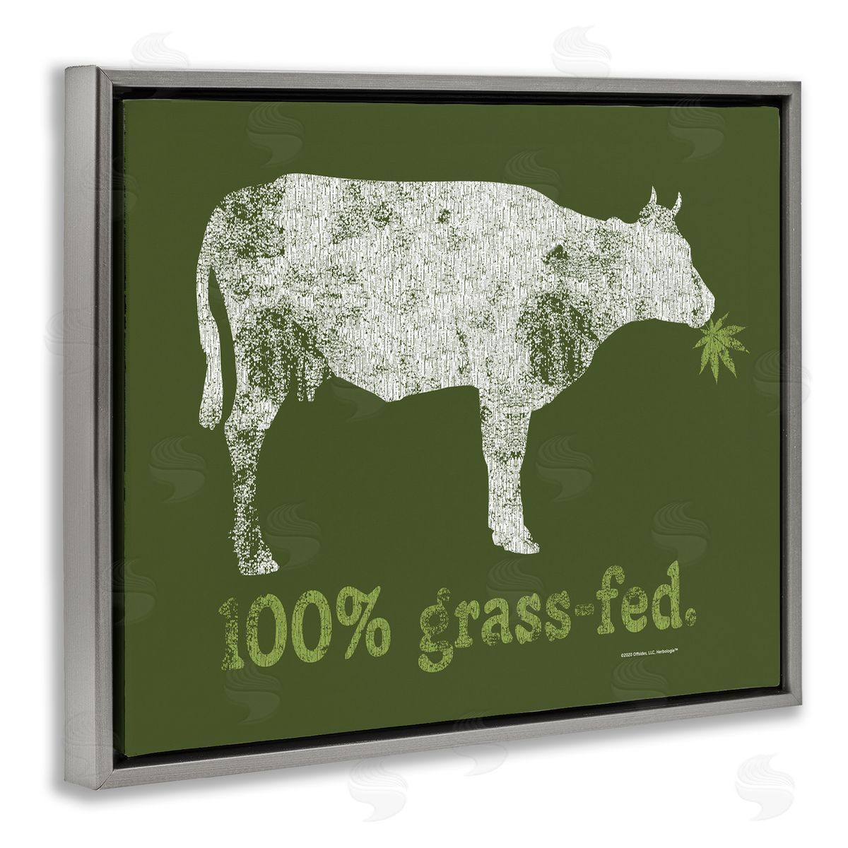 Higher Learning/Life Is High Grass Fed Cow Gray Floating Frame Canvas Wall Art Print