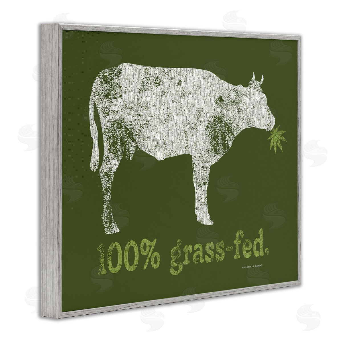 Higher Learning/Life Is High Grass Fed Cow Gray Framed Giclee Wall Art Print