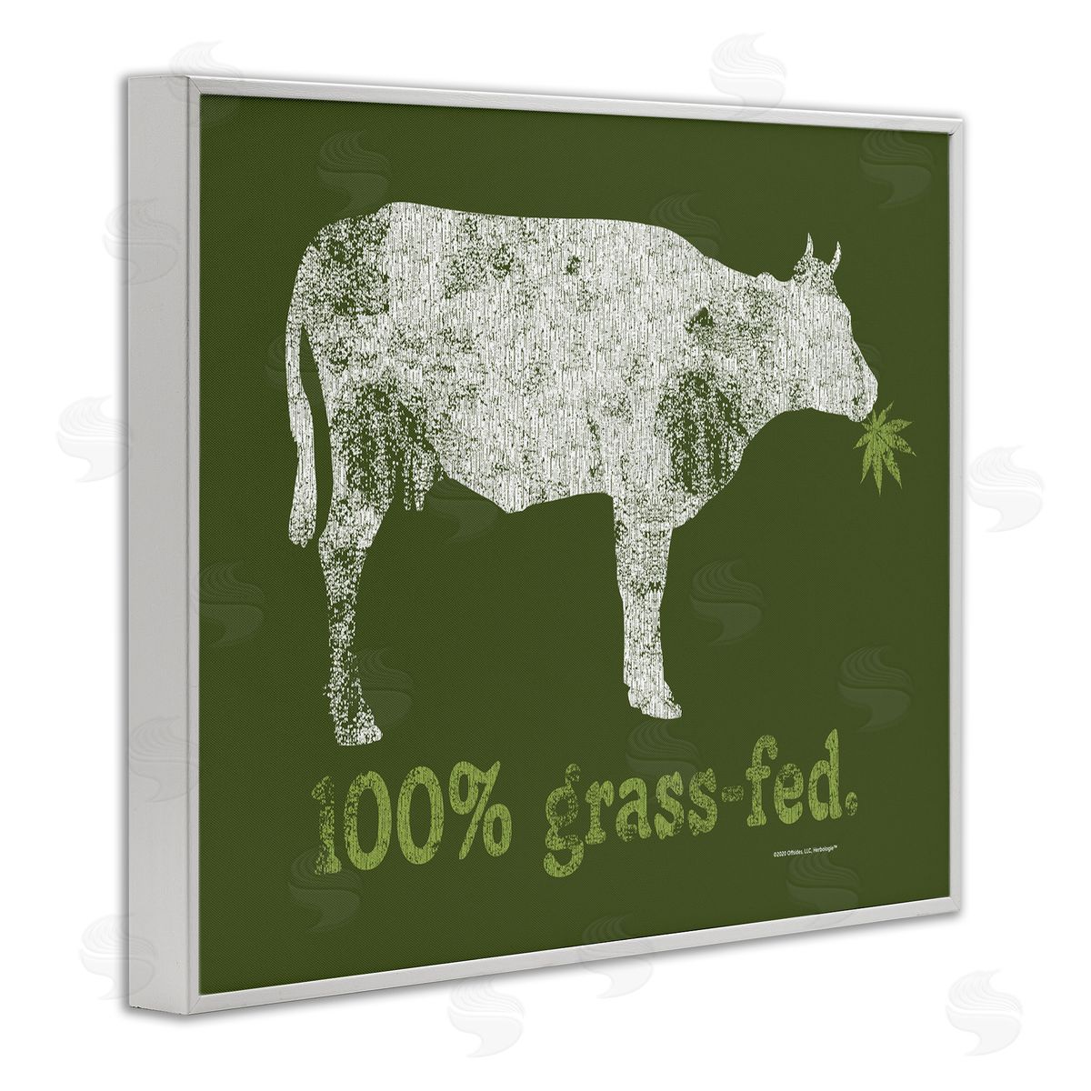 Higher Learning/Life Is High Grass Fed Cow White Framed Giclee Wall Art Print
