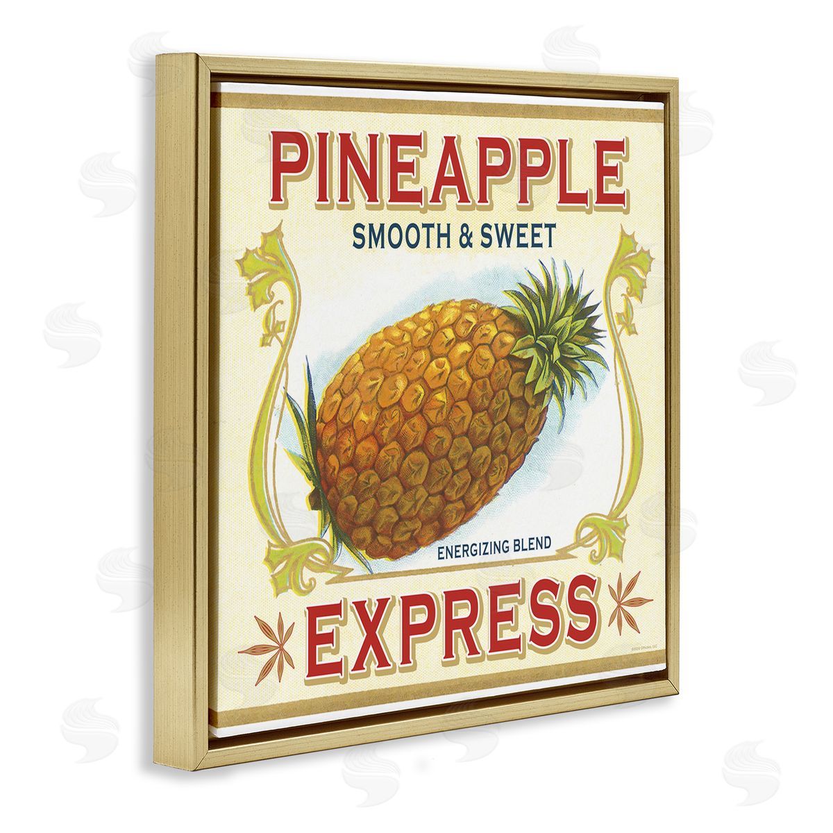 Classic Cannabis/Life Is High Smooth & Sweet Pineapple Gold Floating Frame Canvas Wall Art Print