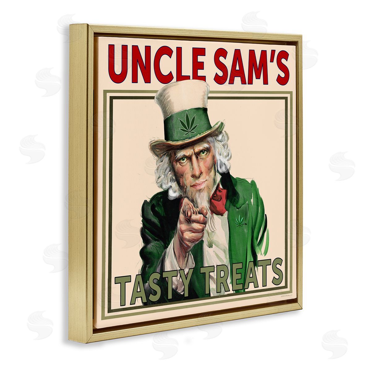 Classic Cannabis/Life Is High Vintage Character Tasty Treats Gold Floating Frame Canvas Wall Art Print