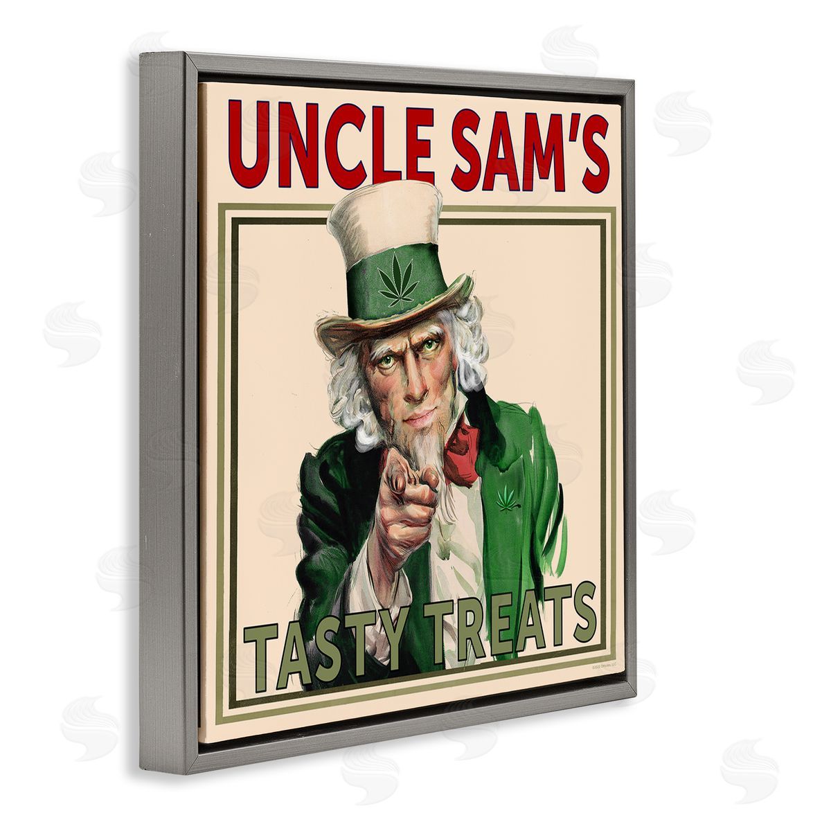 Classic Cannabis/Life Is High Vintage Character Tasty Treats Gray Floating Frame Canvas Wall Art Print