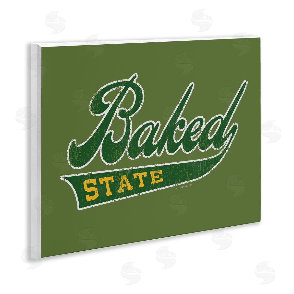 Classic Cannabis/Life Is High Baked State Varsity Style Wooden Wall Plaque Art Print