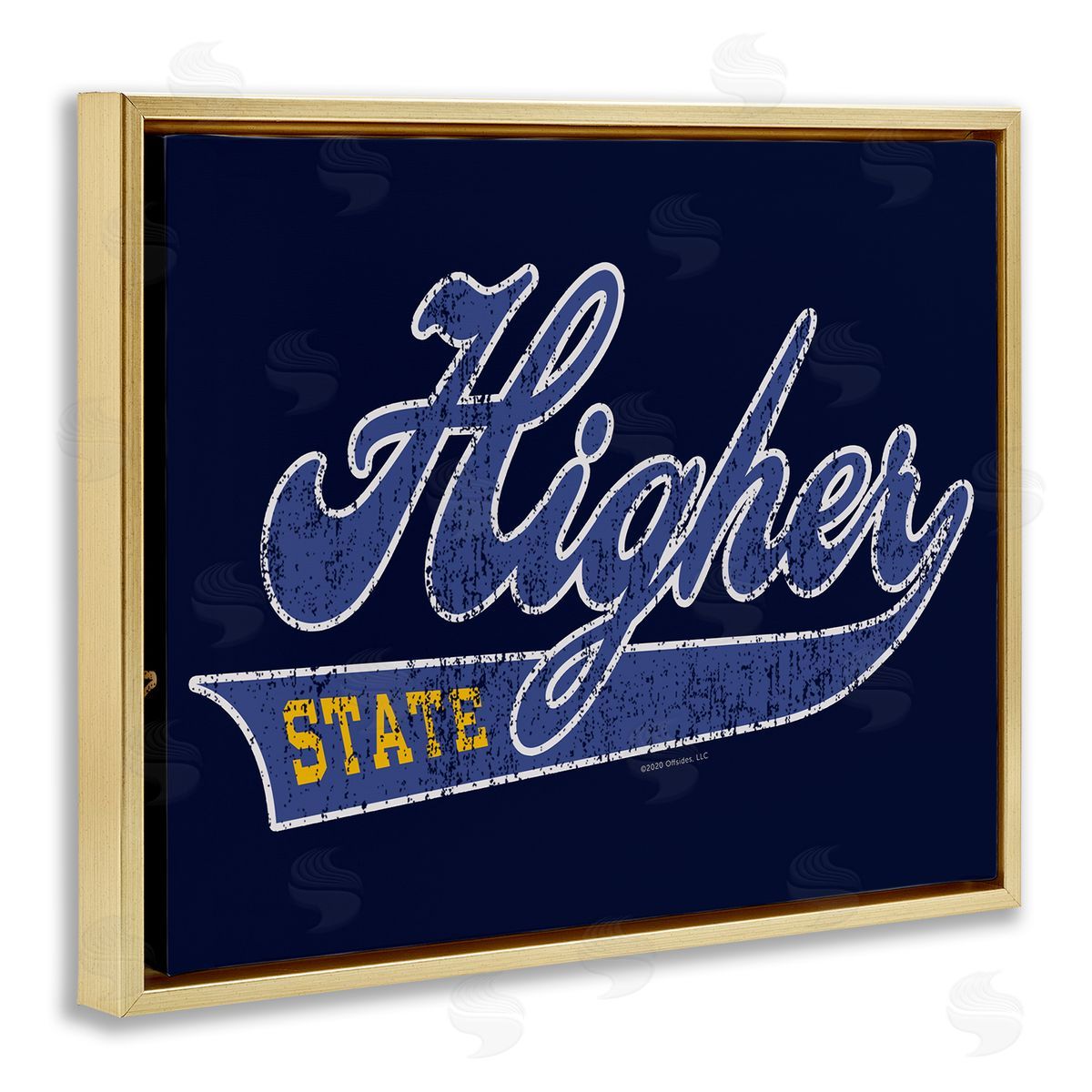 Higher Learning/Life Is High Higher State Varsity Style Gold Floating Frame Canvas Wall Art Print