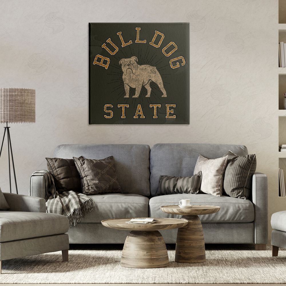 Spirit Animals/Life Is High Vintage Bulldog State Canvas Wall Art Print in Room