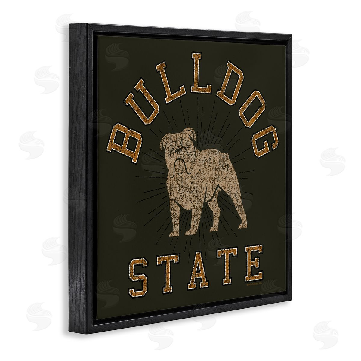 Spirit Animals/Life Is High Vintage Bulldog State Black Floating Frame Canvas Wall Art Print
