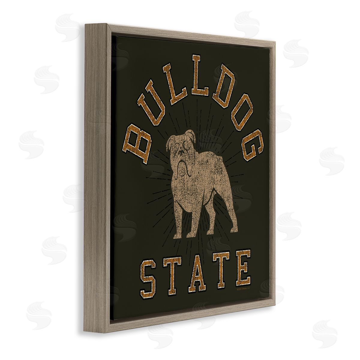 Spirit Animals/Life Is High Vintage Bulldog State Brown Floating Frame Canvas Wall Art Print