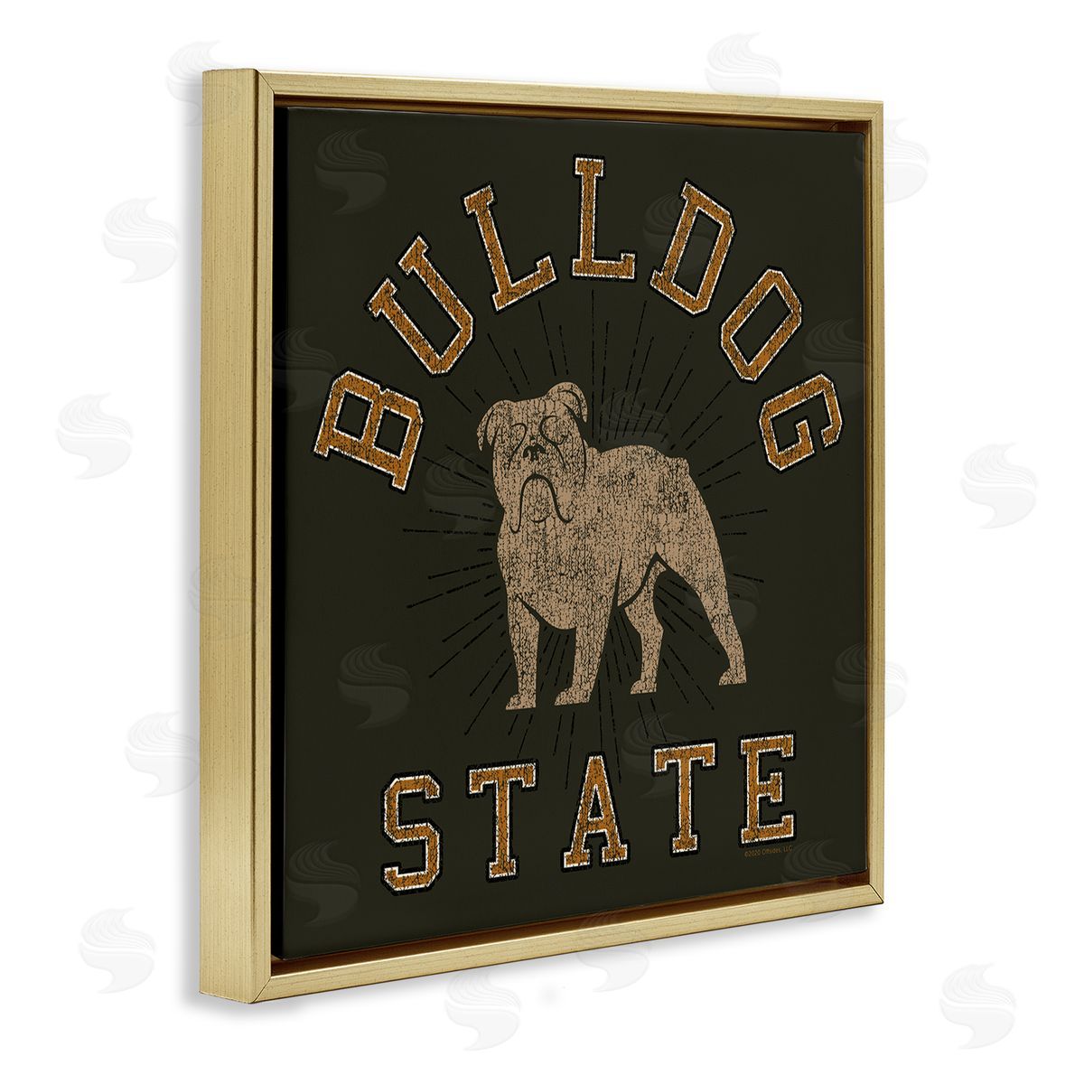 Spirit Animals/Life Is High Vintage Bulldog State Gold Floating Frame Canvas Wall Art Print