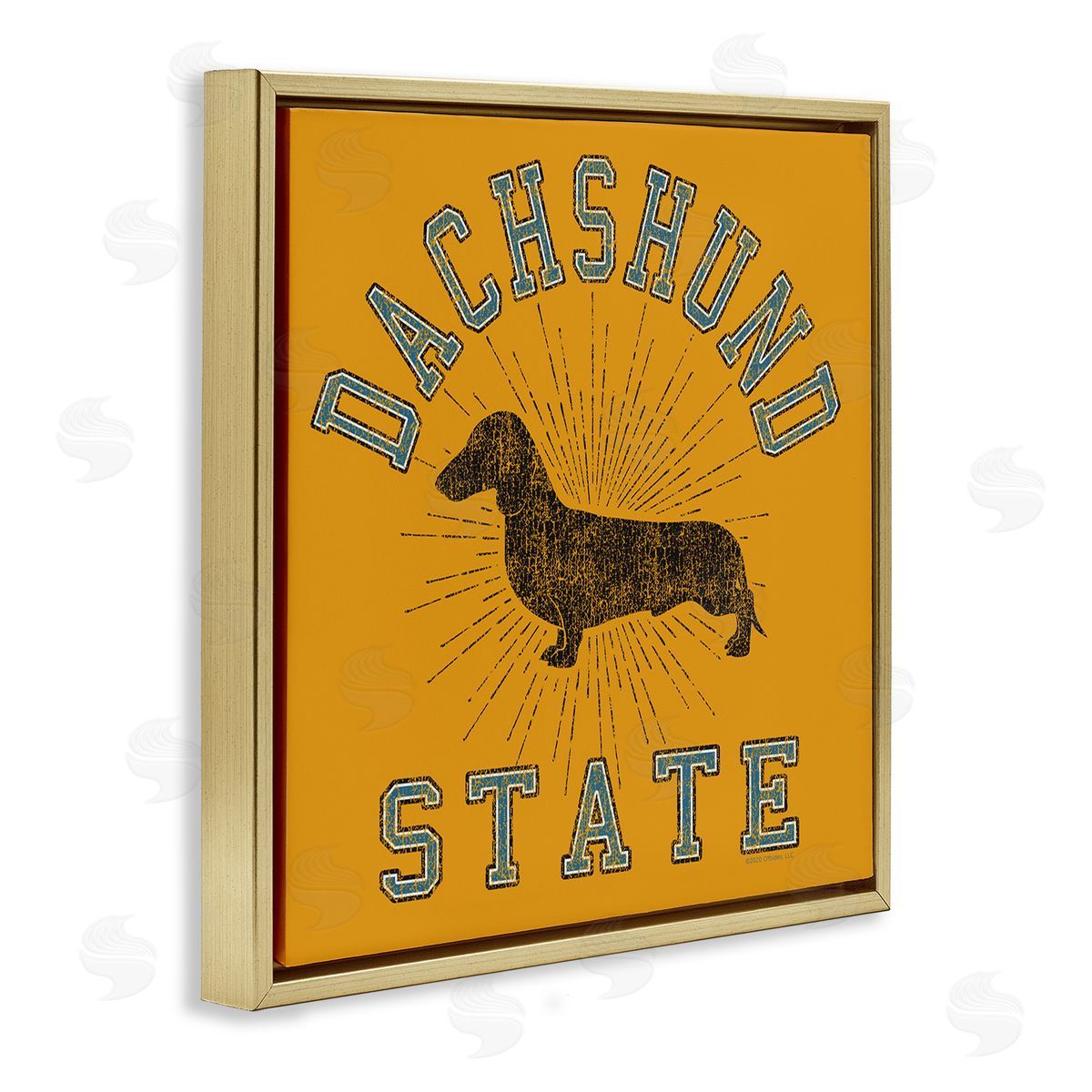Spirit Animals/Life Is High Vintage Dachshund State Gold Floating Frame Canvas Wall Art Print
