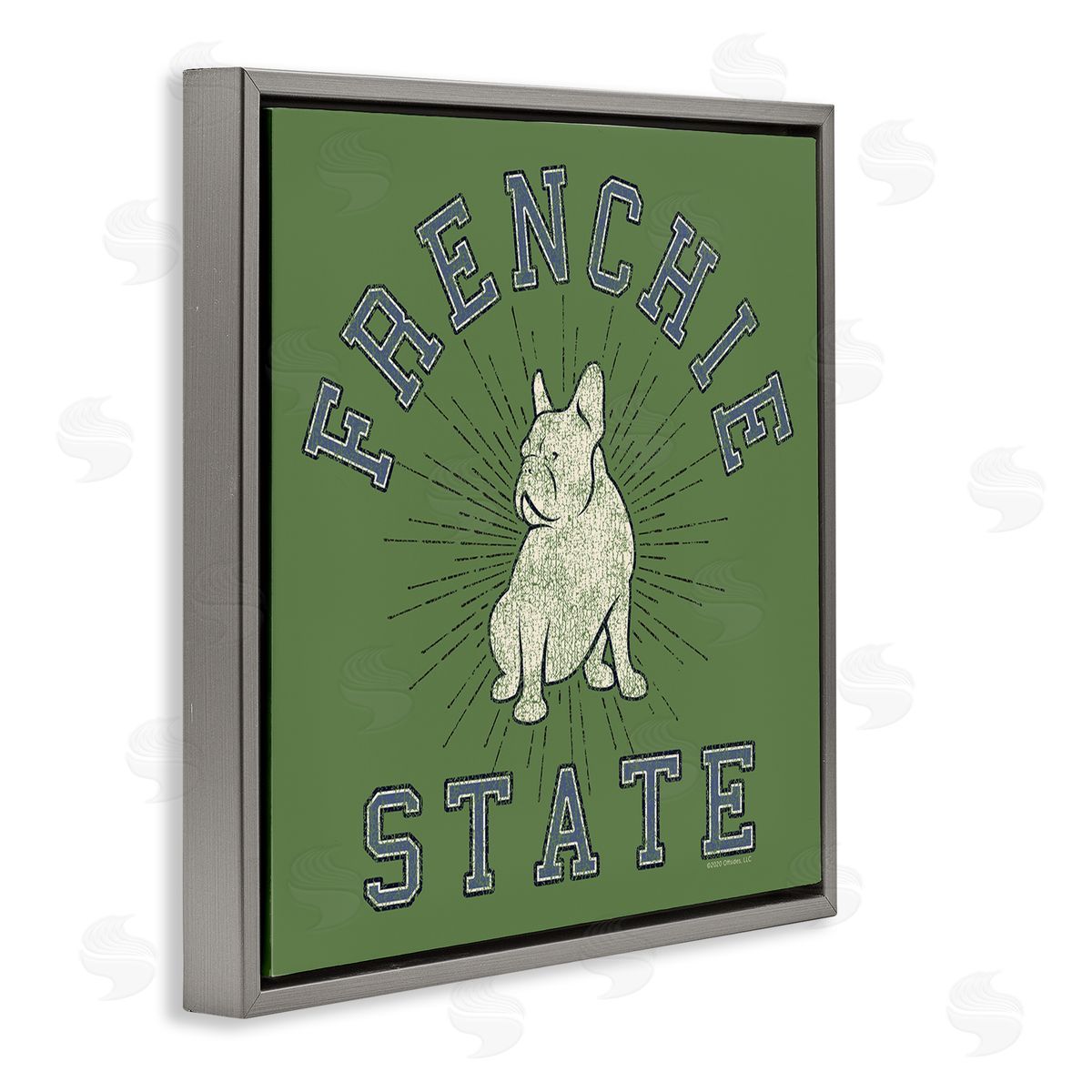 Spirit Animals/Life Is High Vintage Frenchie State Gray Floating Frame Canvas Wall Art Print