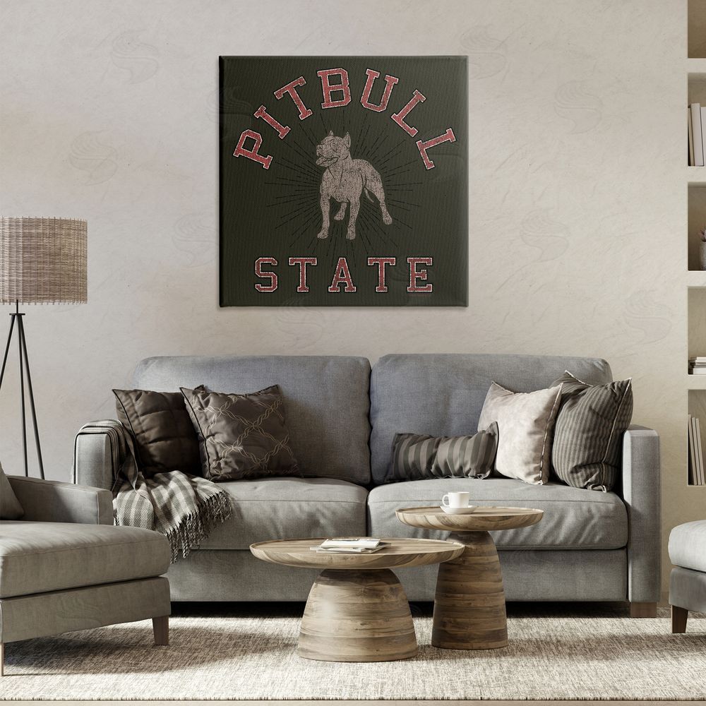 Spirit Animals/Life Is High Vintage Pitbull State Canvas Wall Art Print in Room