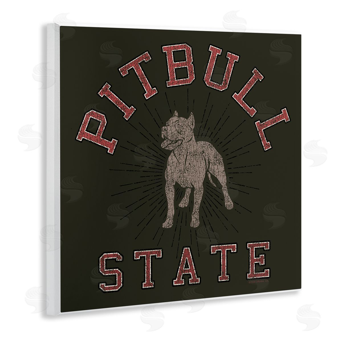 Spirit Animals/Life Is High Vintage Pitbull State Wooden Wall Plaque Art Print
