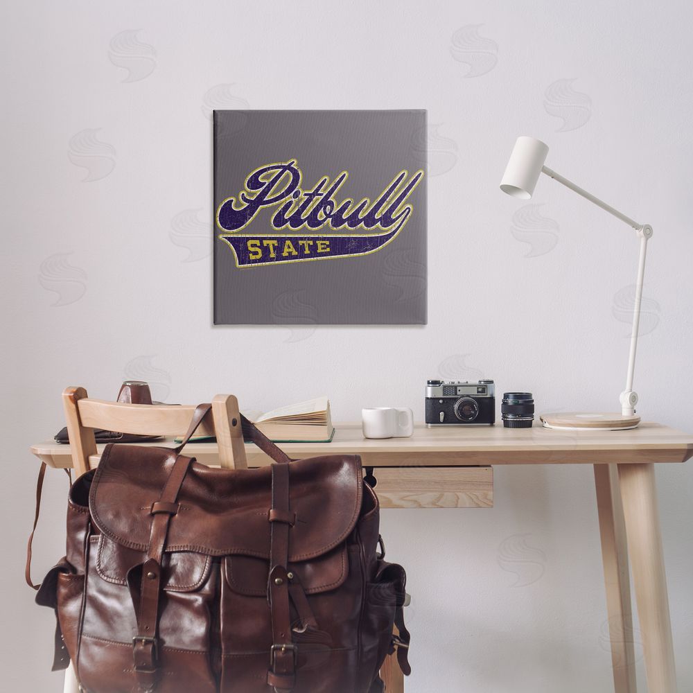 Spirit Animals/Life Is High Varsity Style Pitbull State Canvas Wall Art Print in Room