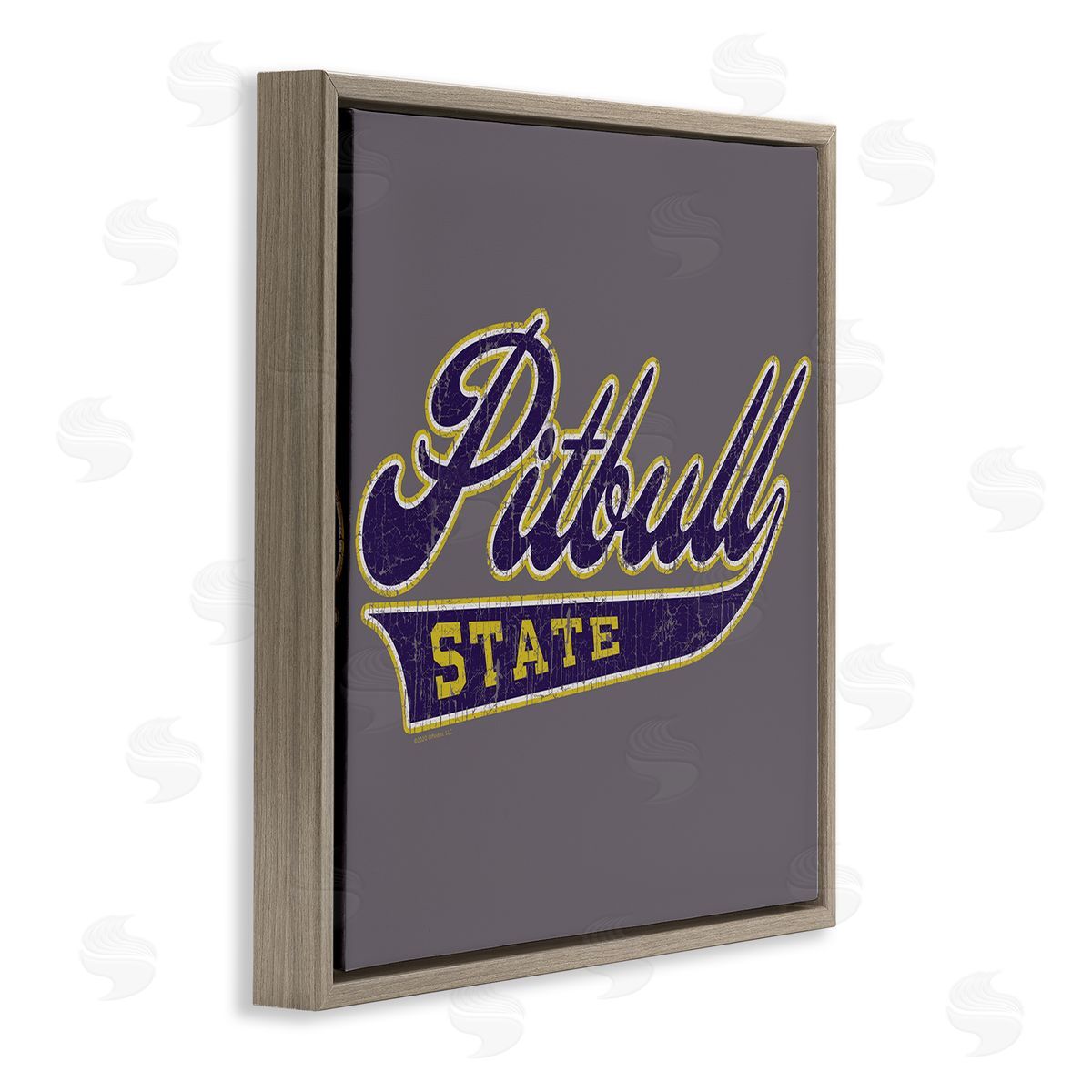 Spirit Animals/Life Is High Varsity Style Pitbull State Brown Floating Frame Canvas Wall Art Print