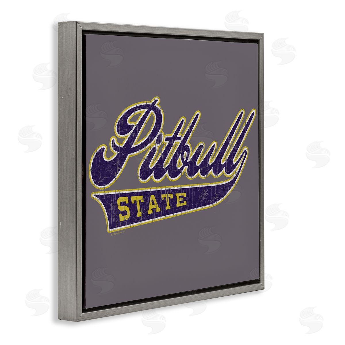 Spirit Animals/Life Is High Varsity Style Pitbull State Gray Floating Frame Canvas Wall Art Print