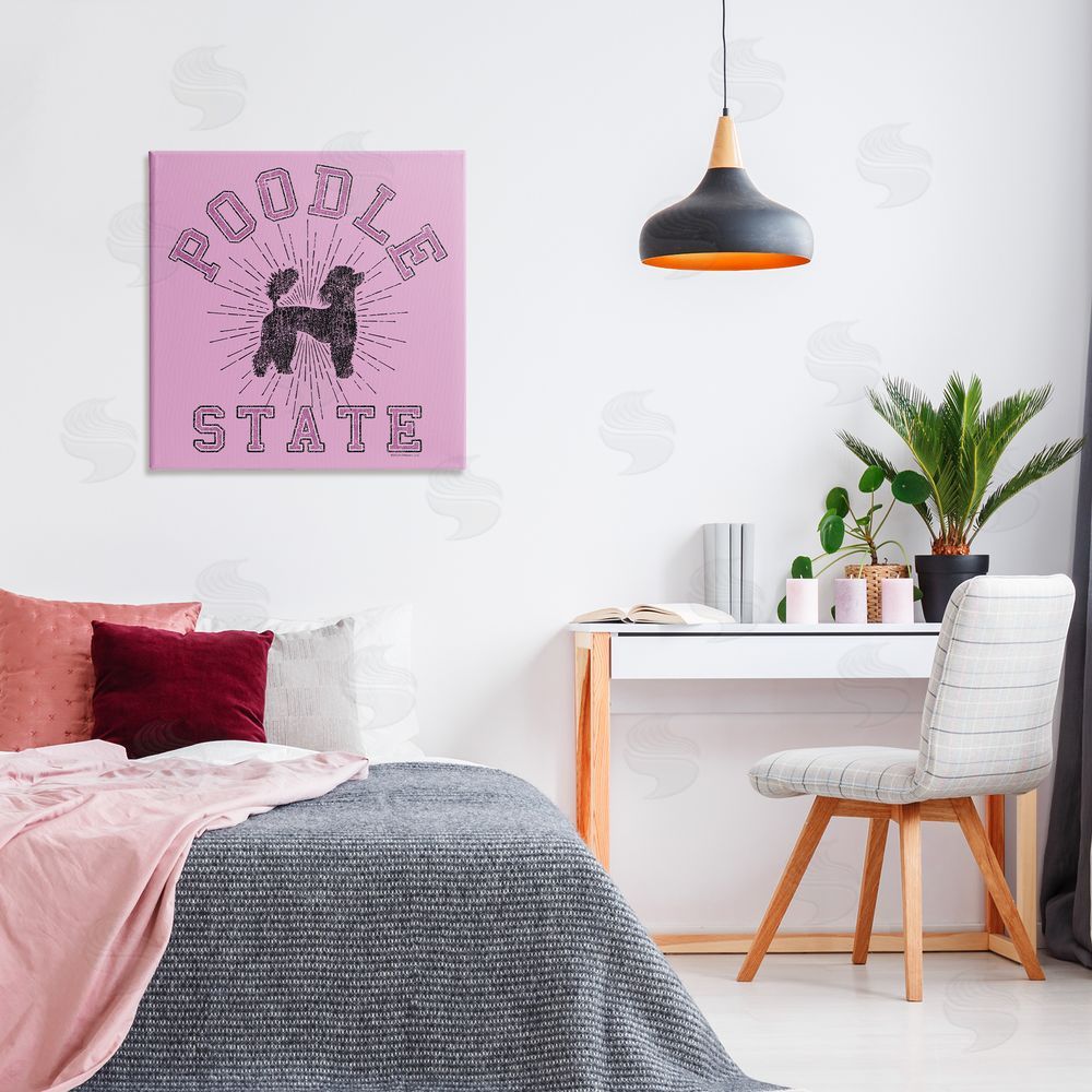Spirit Animals/Life Is High Varsity Style Poodle State Canvas Wall Art Print in Room
