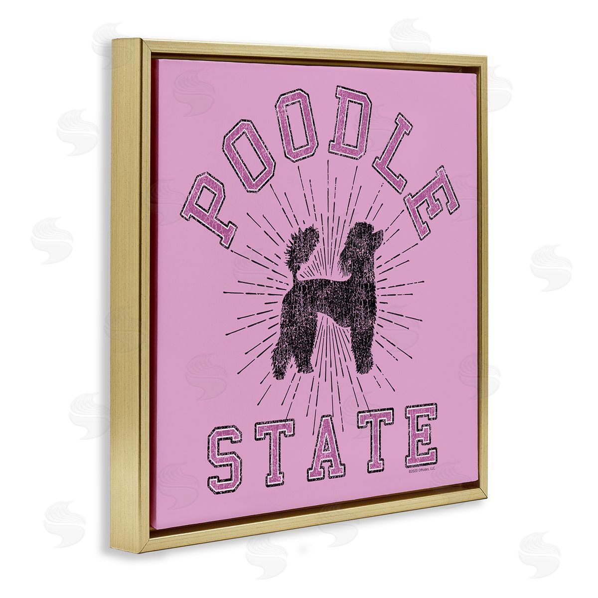 Spirit Animals/Life Is High Varsity Style Poodle State Gold Floating Frame Canvas Wall Art Print
