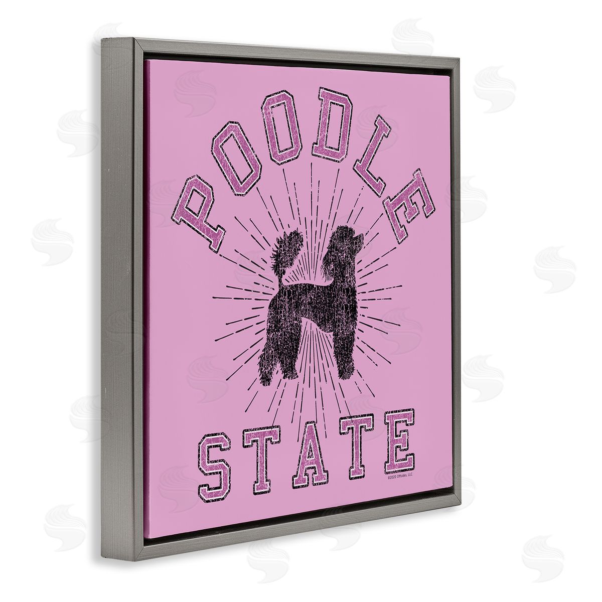 Spirit Animals/Life Is High Varsity Style Poodle State Gray Floating Frame Canvas Wall Art Print
