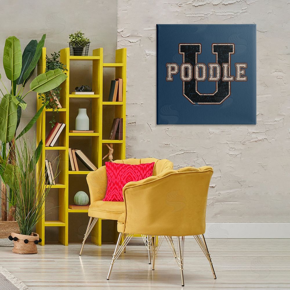 Spirit Animals/Life Is High Varsity Poodle U Canvas Wall Art Print in Room