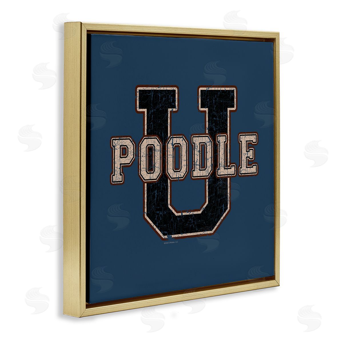 Spirit Animals/Life Is High Varsity Poodle U Gold Floating Frame Canvas Wall Art Print
