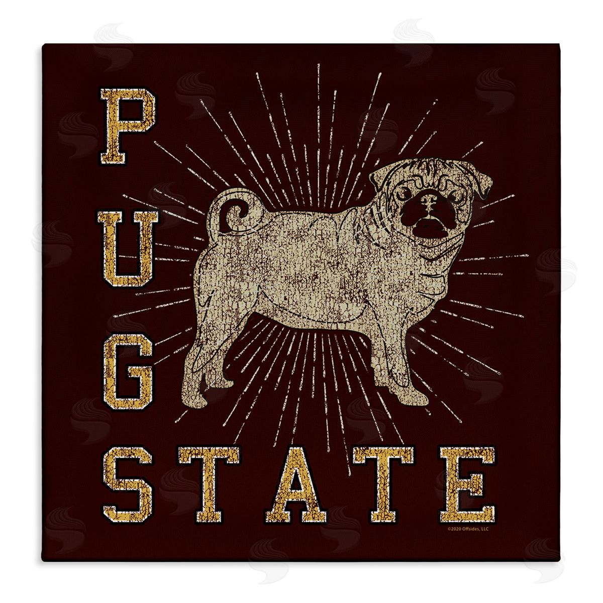 Spirit Animals/Life Is High Varsity Pug State Canvas Wall Art Print