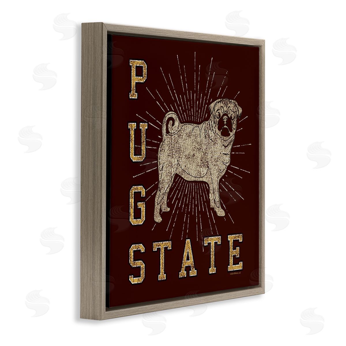 Spirit Animals/Life Is High Varsity Pug State Brown Floating Frame Canvas Wall Art Print