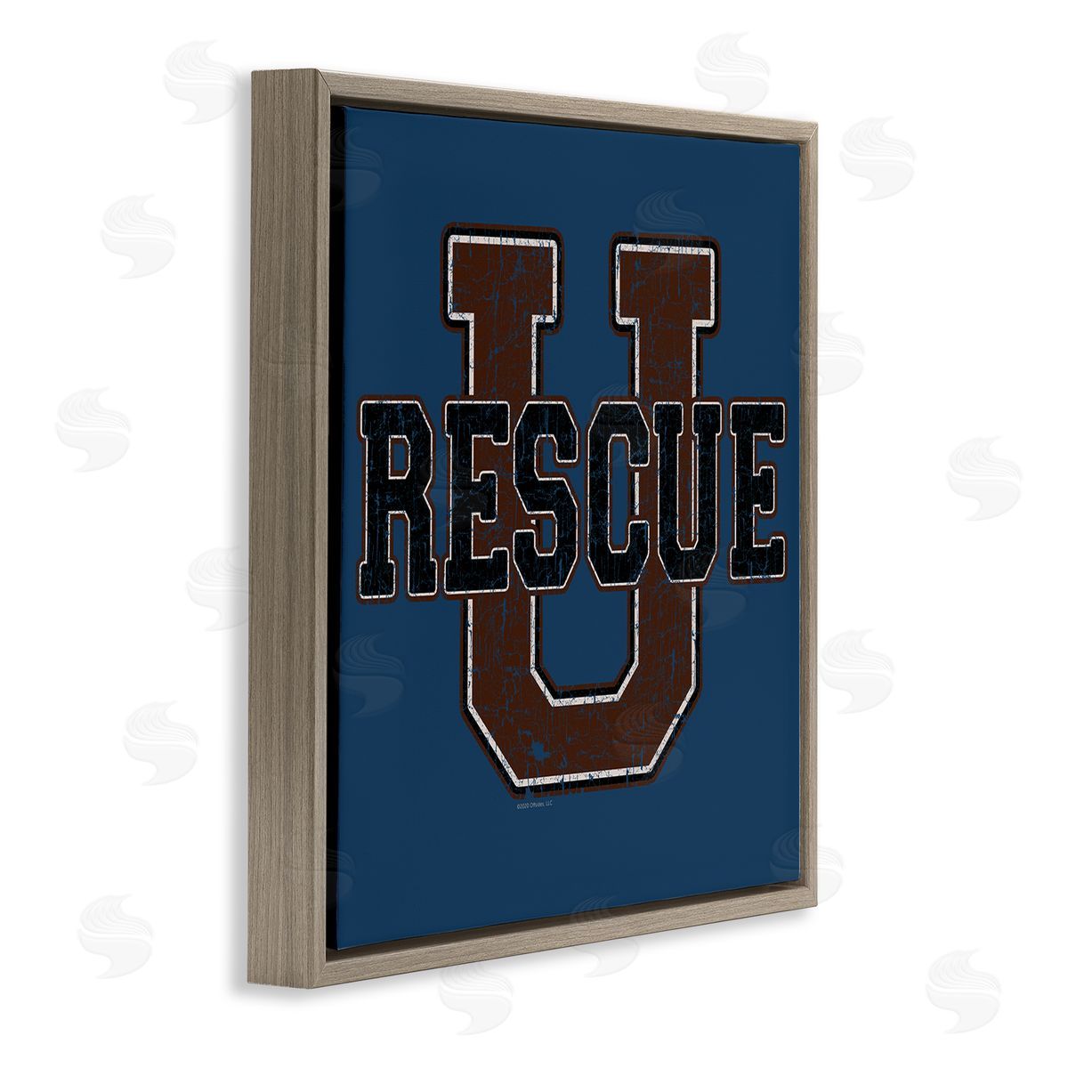 Spirit Animals/Life Is High Rescue U Vintage Varsity Brown Floating Frame Canvas Wall Art Print