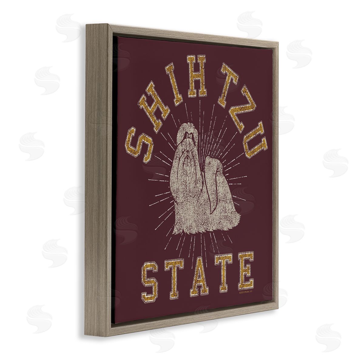 Spirit Animals/Life Is High Shih Tzu State Varsity Brown Floating Frame Canvas Wall Art Print