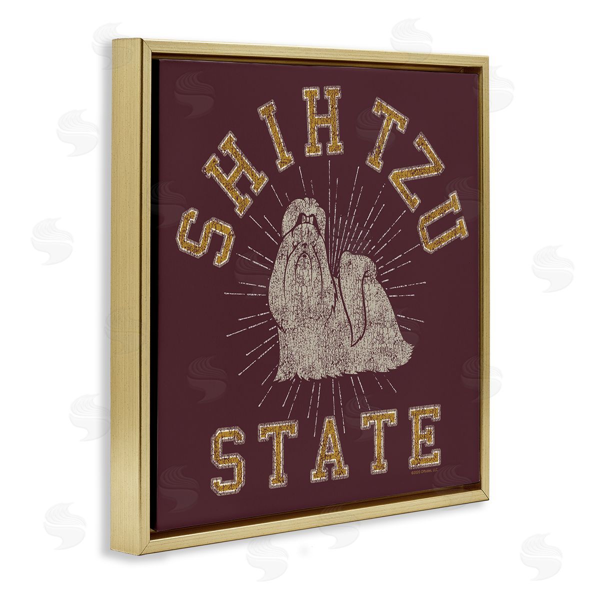 Spirit Animals/Life Is High Shih Tzu State Varsity Gold Floating Frame Canvas Wall Art Print