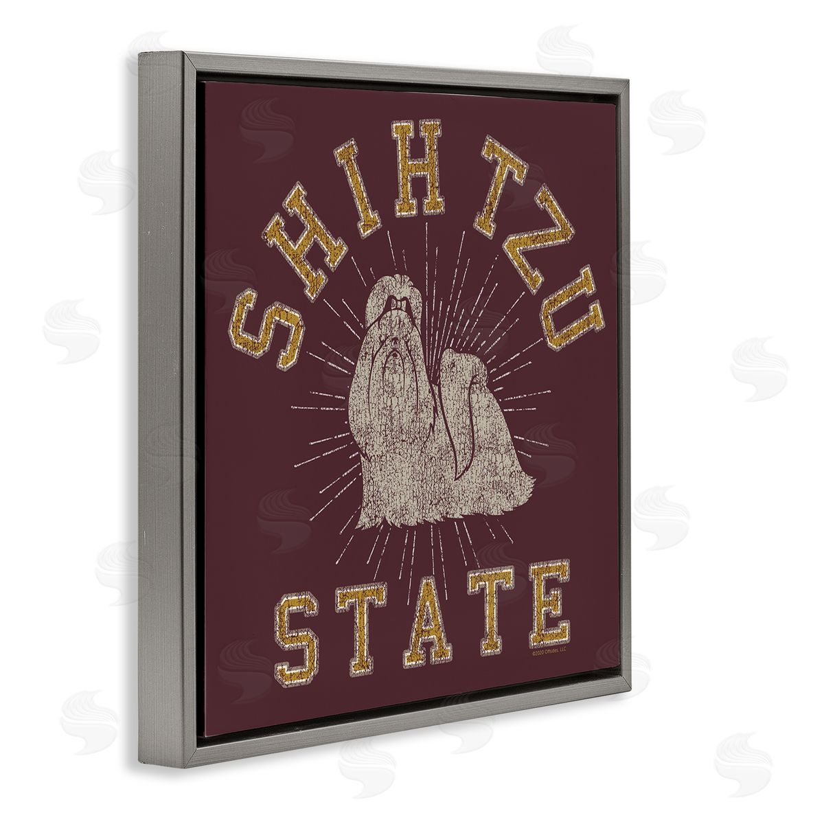Spirit Animals/Life Is High Shih Tzu State Varsity Gray Floating Frame Canvas Wall Art Print