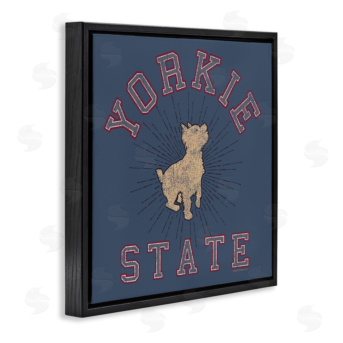 Spirit Animals/Life Is High Varsity Yorkie State Black Floating Frame Canvas Wall Art Print