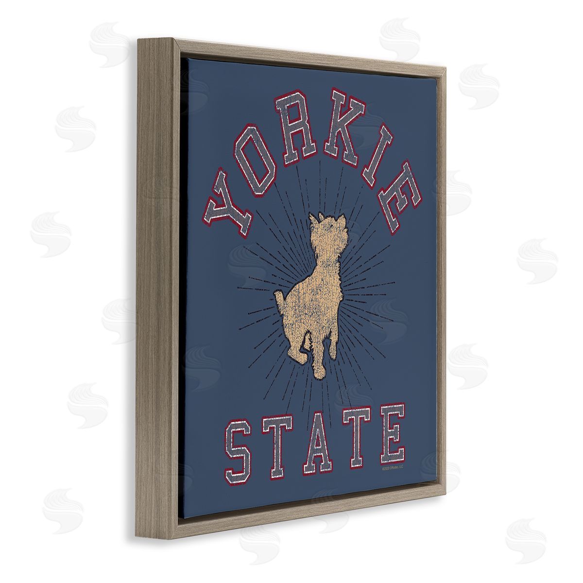 Spirit Animals/Life Is High Varsity Yorkie State Brown Floating Frame Canvas Wall Art Print