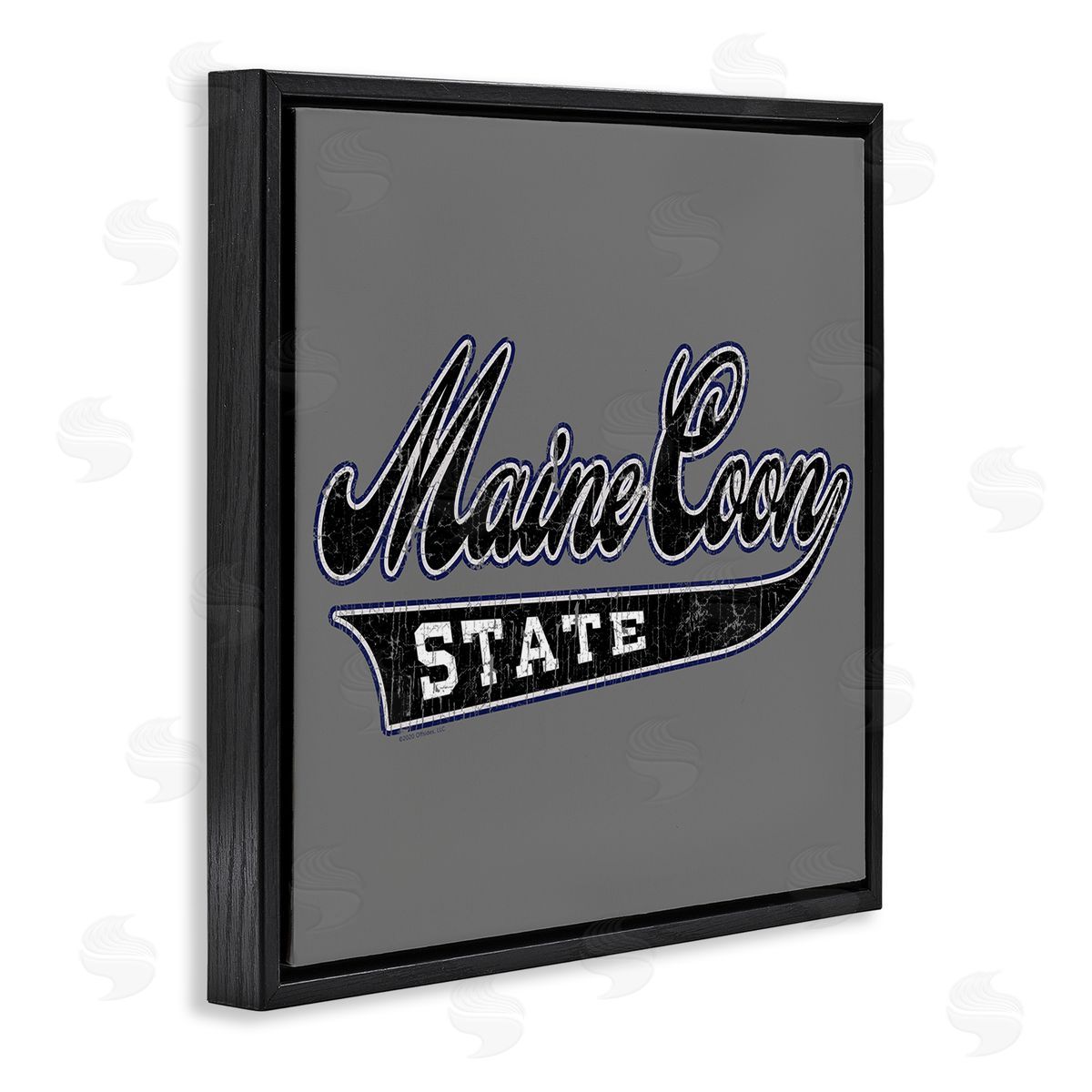 Spirit Animals/Life Is High Varsity Maine Coon State Black Floating Frame Canvas Wall Art Print