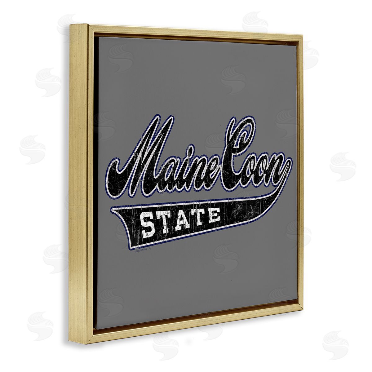 Spirit Animals/Life Is High Varsity Maine Coon State Gold Floating Frame Canvas Wall Art Print