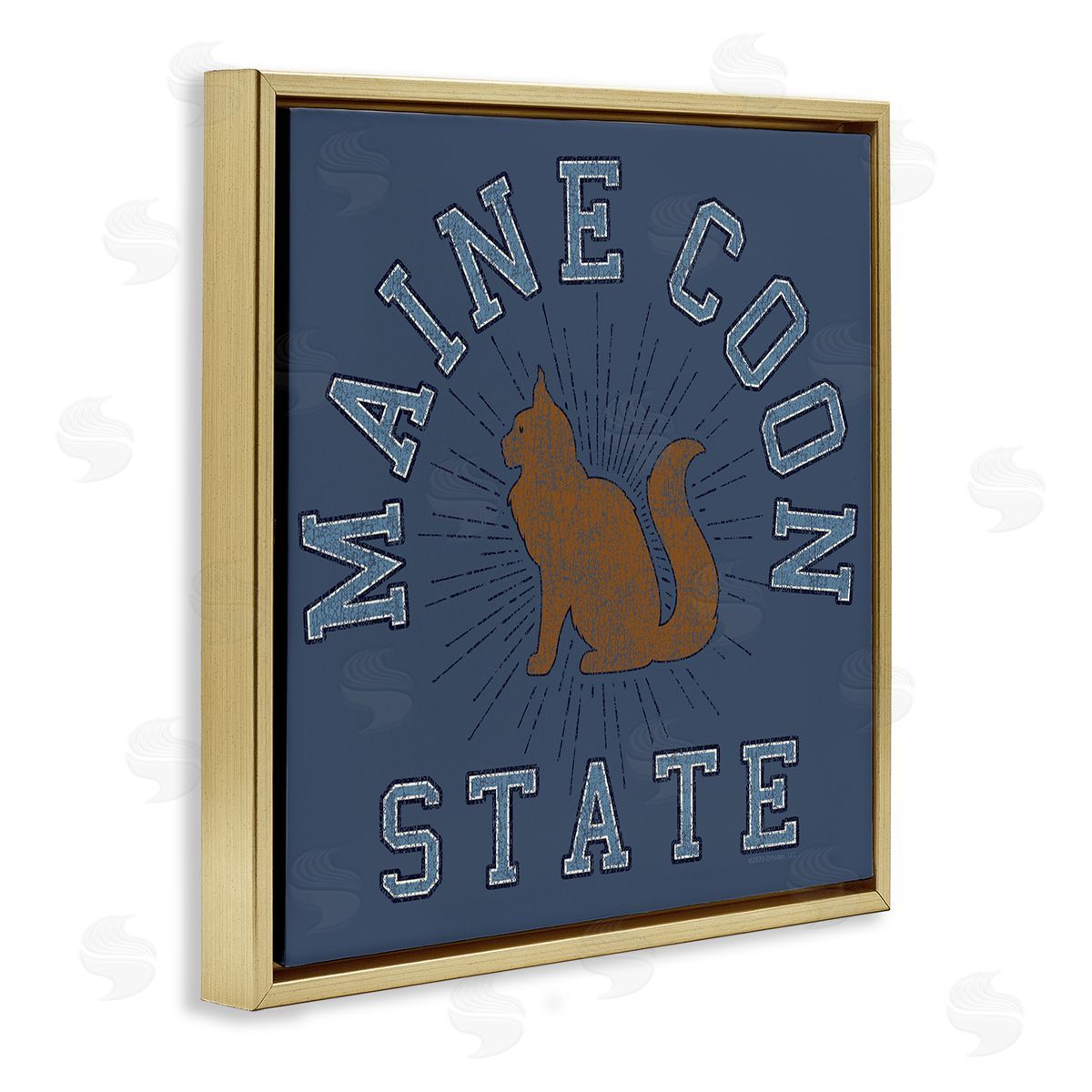 Spirit Animals/Life Is High Vintage Maine Coon State Gold Floating Frame Canvas Wall Art Print