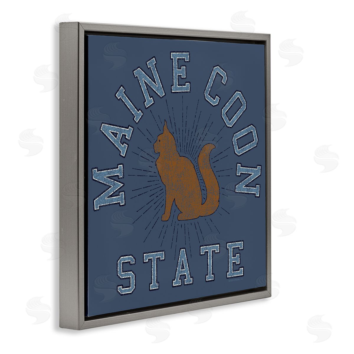 Spirit Animals/Life Is High Vintage Maine Coon State Gray Floating Frame Canvas Wall Art Print