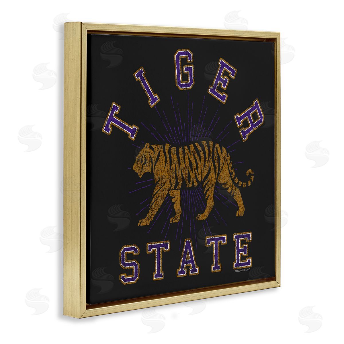 Spirit Animals/Life Is High Vintage Tiger State Gold Floating Frame Canvas Wall Art Print