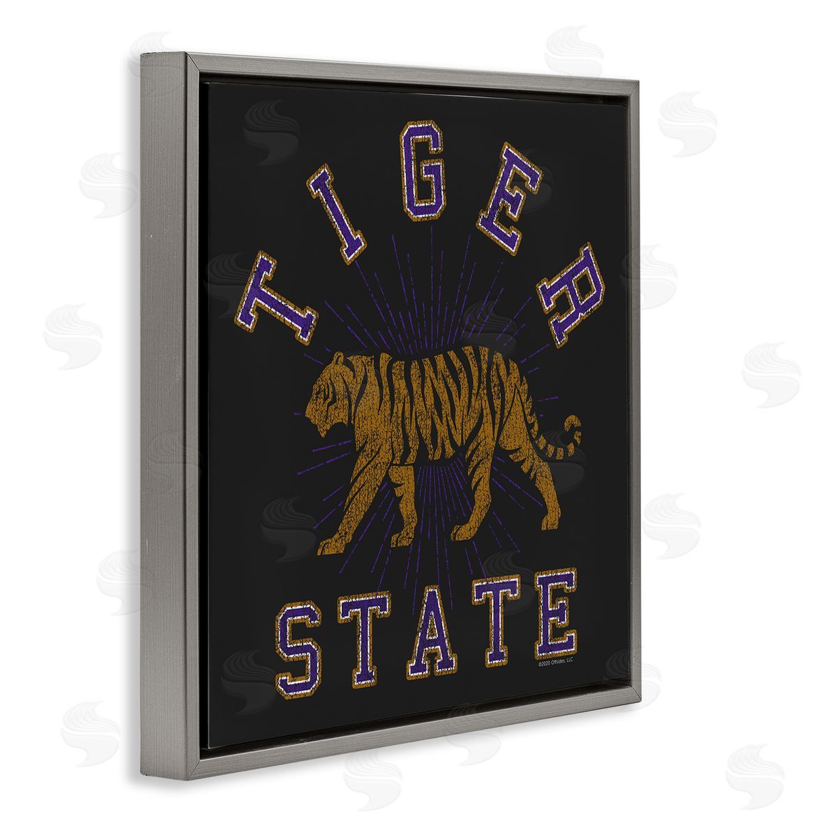Spirit Animals/Life Is High Vintage Tiger State Gray Floating Frame Canvas Wall Art Print