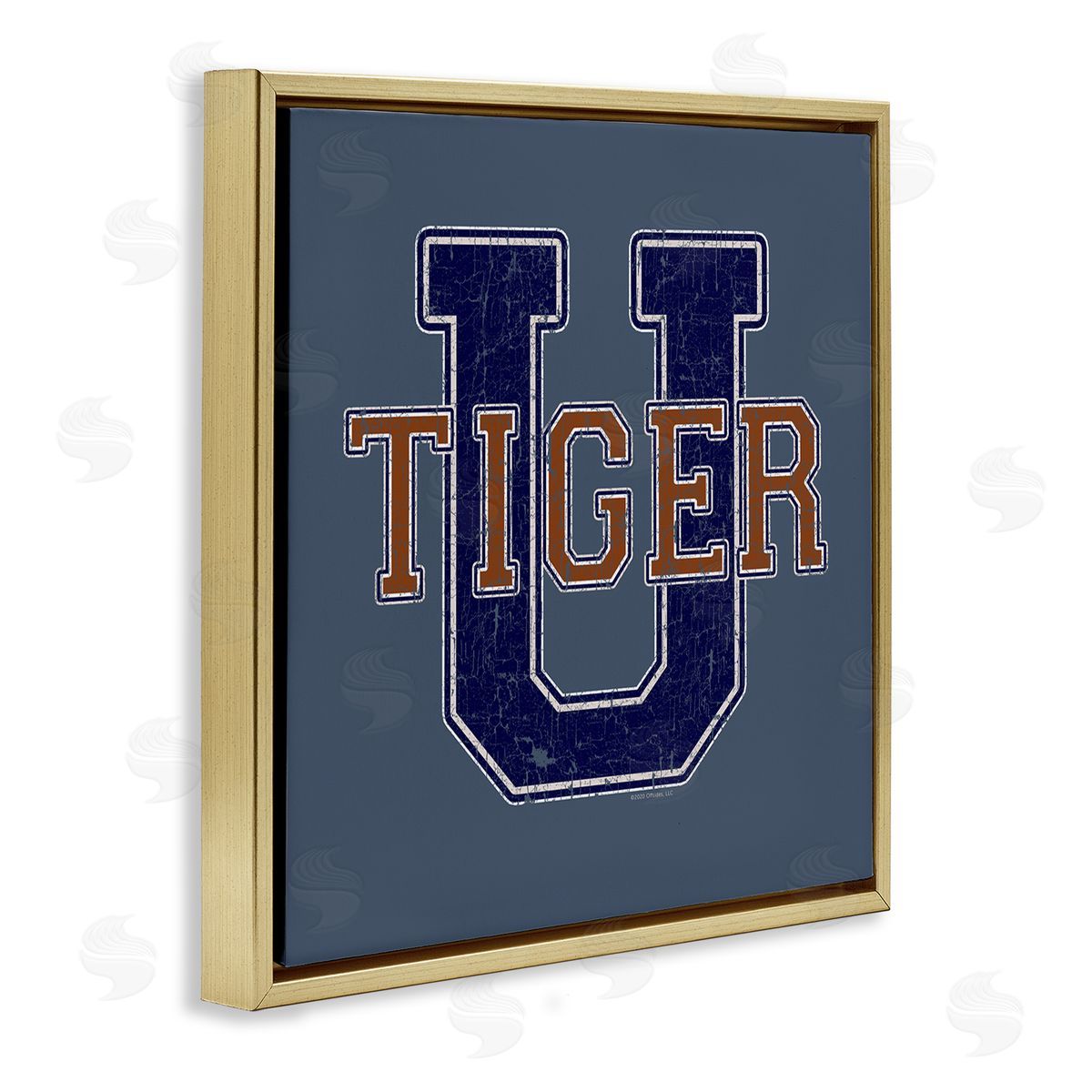 Spirit Animals/Life Is High Varsity Tiger U Vintage Gold Floating Frame Canvas Wall Art Print