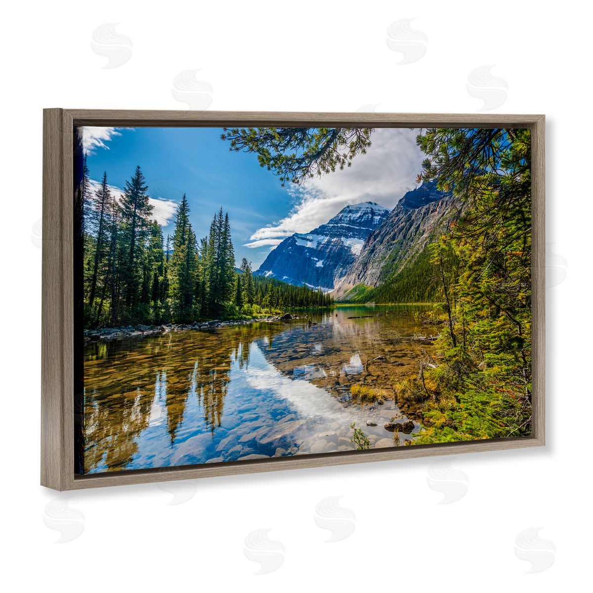Marty Hulsebos Mountain Valley's Stream Brown Floating Frame Canvas Wall Art Print