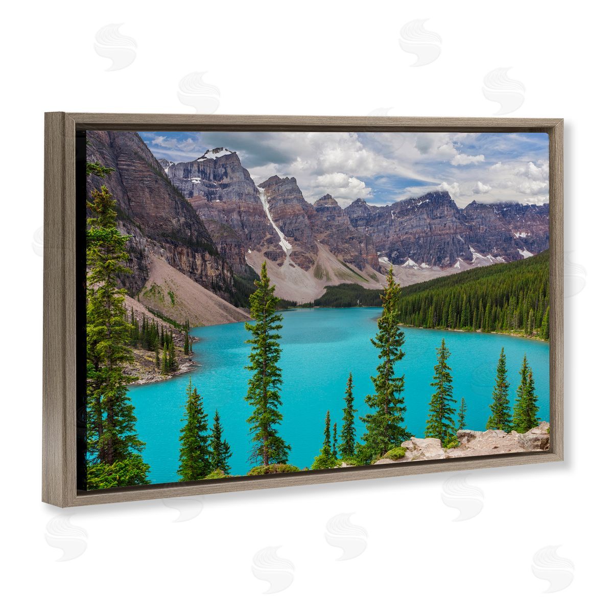 Marty Hulsebos Vivid Blue Valley Pond Brown Floating Frame Canvas Wall Art Print