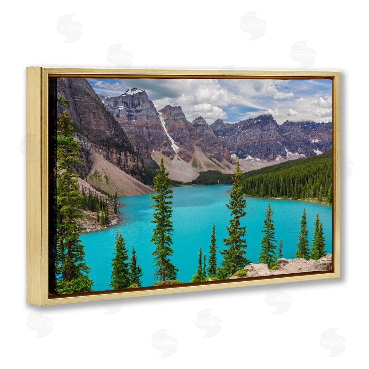 Marty Hulsebos Vivid Blue Valley Pond Gold Floating Frame Canvas Wall Art Print
