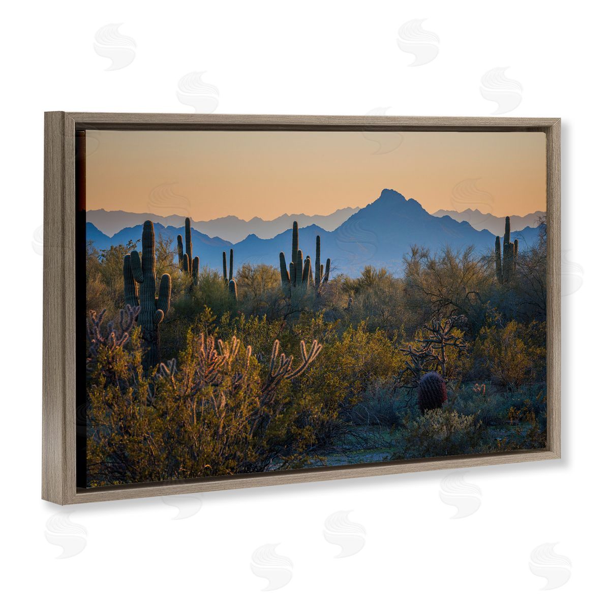 Marty Hulsebos Contrasting Desertscape Scene Brown Floating Frame Canvas Wall Art Print