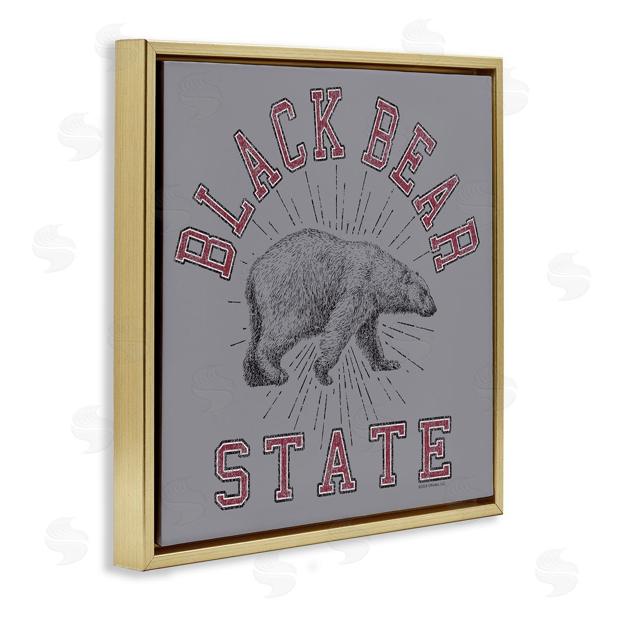 Spirit Animals/Life Is High Vintage Black Bear State Gold Floating Frame Canvas Wall Art Print