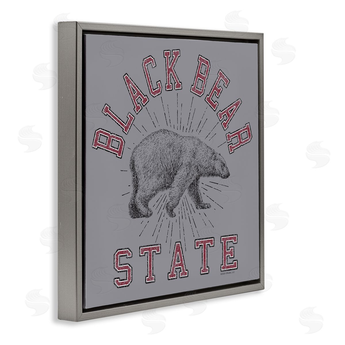 Spirit Animals/Life Is High Vintage Black Bear State Gray Floating Frame Canvas Wall Art Print
