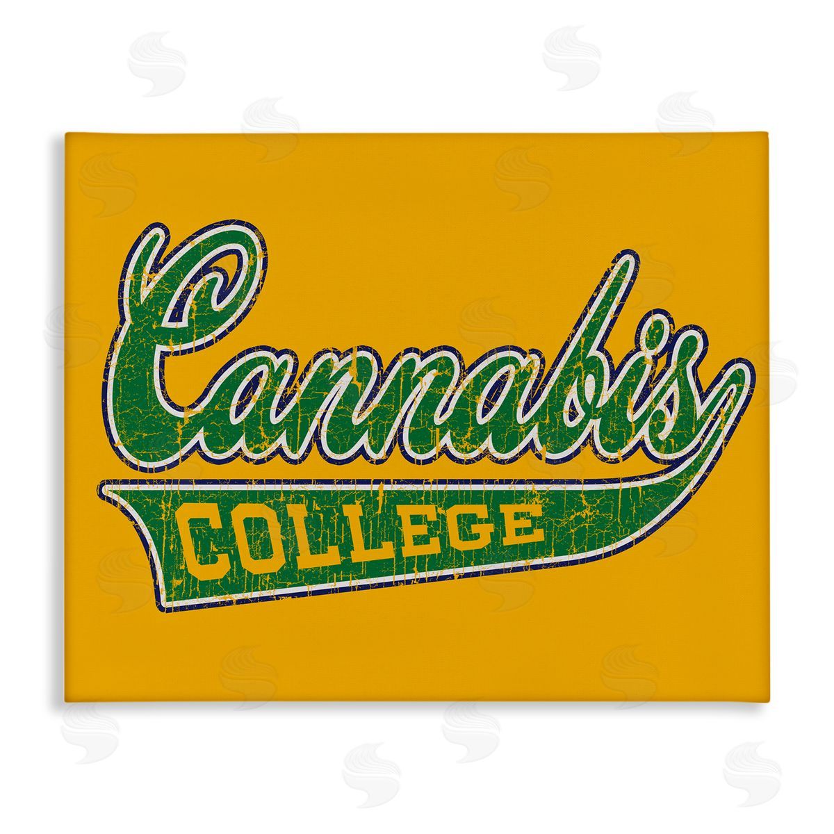 Higher Learning/Life Is High Cannabis College Varsity Canvas Wall Art Print