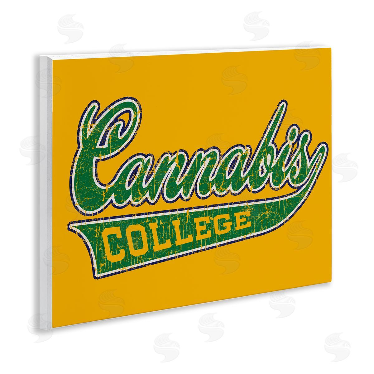 Higher Learning/Life Is High Cannabis College Varsity Wooden Wall Plaque Art Print