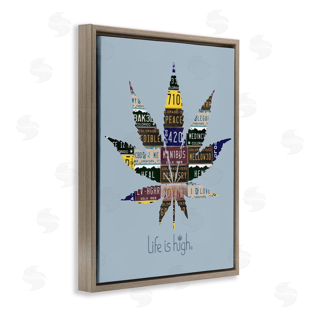 Higher Learning/Life Is High Life Is High with Plant Brown Floating Frame Canvas Wall Art Print